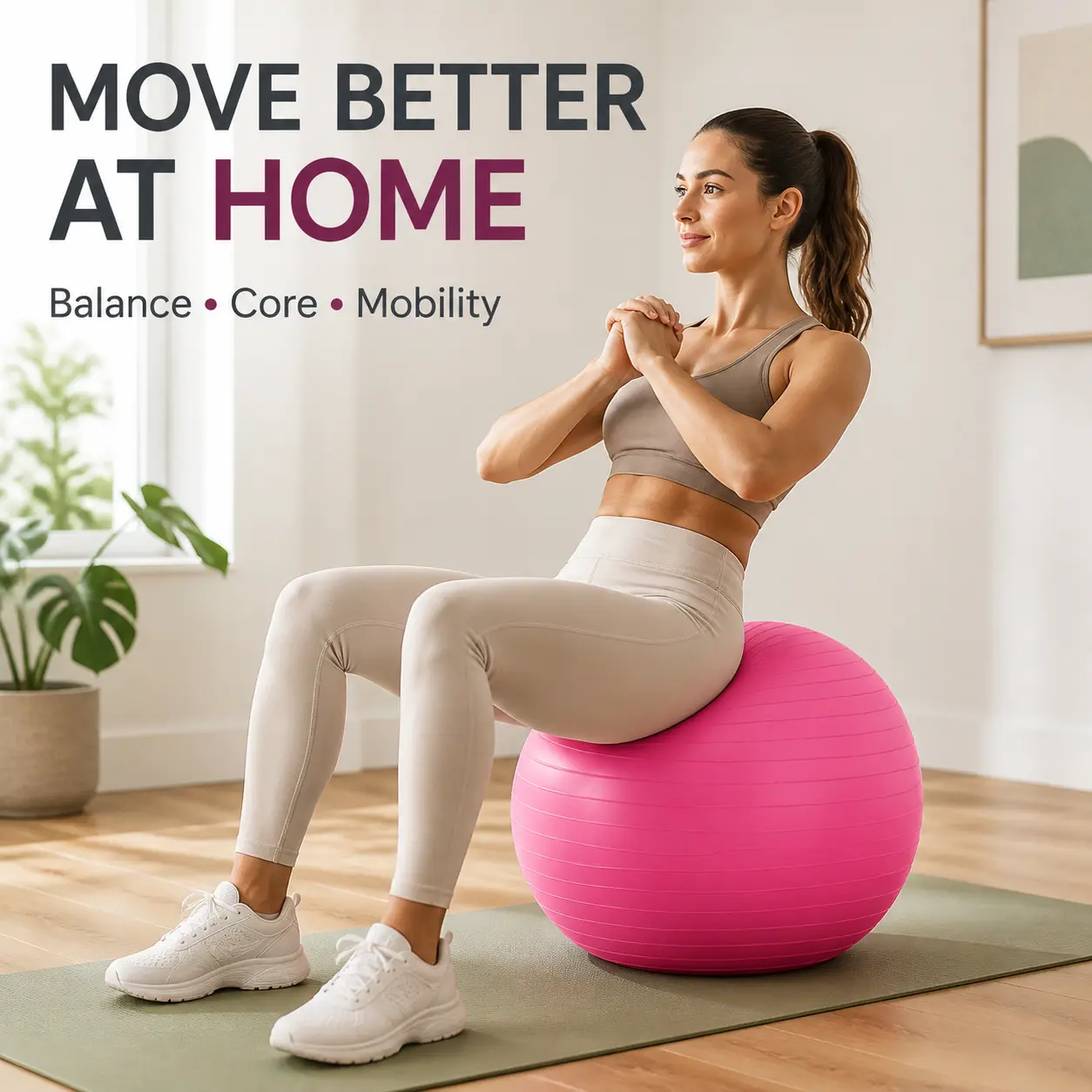 65cm Exercise Ball for Yoga & Pilates, Anti-Burst Stability Ball with Textured Non-Slip Surface, Fitness Ball for Core Workouts, Stretching, Balance Training, Home Gym Exercise & Active Sitting