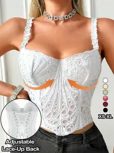 Women's Lace Bodysuit, Adjustable Straps, Backless Design, Embroidered Pattern, Comfortable Daily Wear, Valentine's/mother's Day Gift