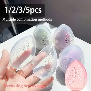 Makeup Egg Storage Box, Transparent Plastic Makeup Sponge Holder, Portable Small Makeup Tool Organizer, Ideal for Work, Outdoor Activities, Travel