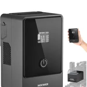 NEEWER Mini V Mount Battery 6800mAh 99Wh 14.5V, Mini V Lock Battery with 65W PD Type C/D Tap/BP/USB A/Dual DC Port/OLED Display for Video Camera Camcorder Compatible with SmallRig BMPCC 4k 6k, PS099E