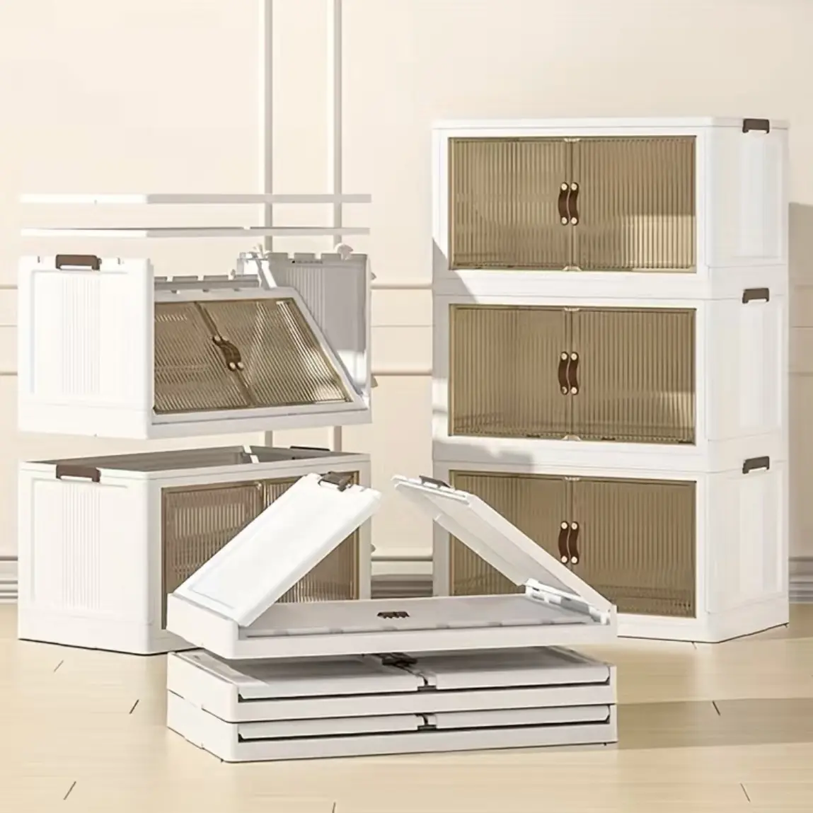 1pc foldable storage cabinet, storage box for snacks toys, DIY home decor for living room bedroom Household folding box oversized capacity wardrobe clothes quilt folding storage cabinet combination multifunctional toy storage cabinet