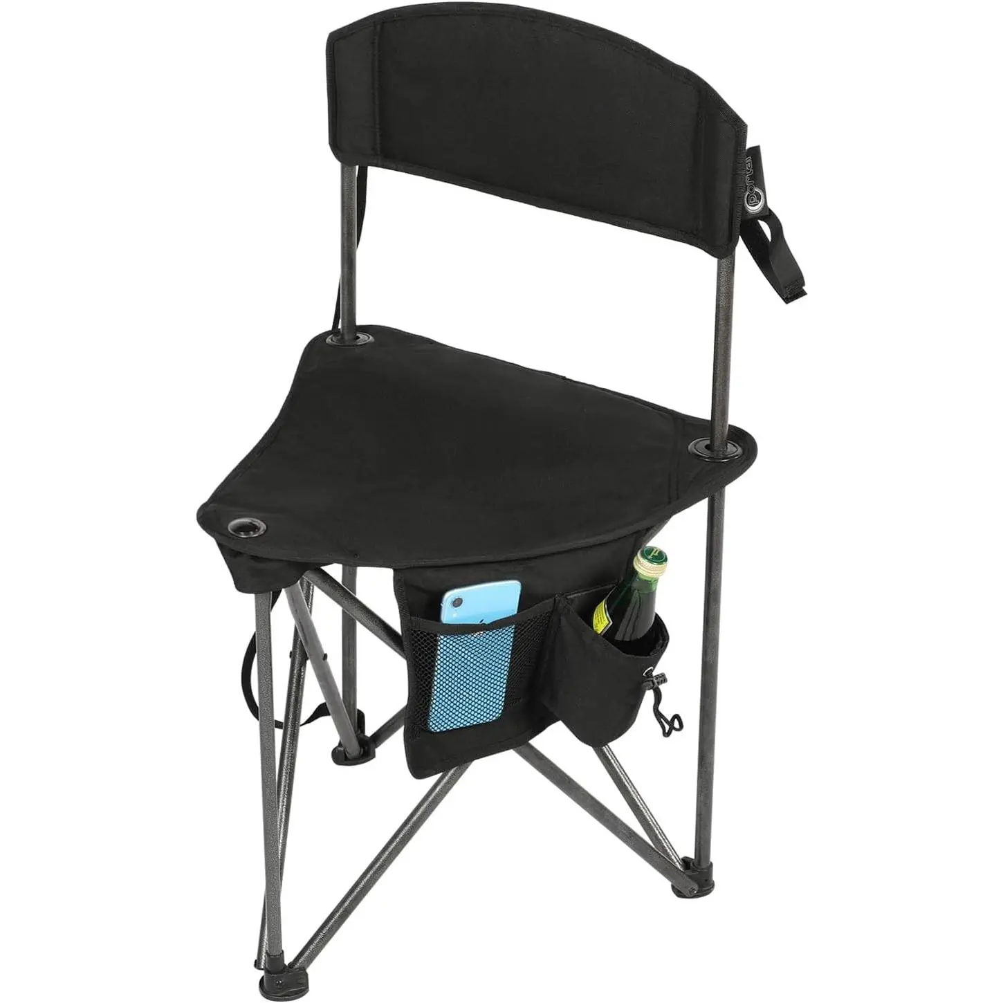 Extra Large Portable Lightweight Quick-Folding Tripod Stool with Backrest, Carry Strap, Durability - Outdoor Fishing Chair, &Lrm;Durability