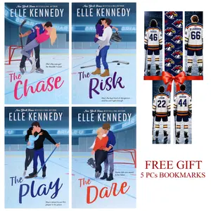Combo Briar U Series 4-Book Set by Elle Kennedy – The Chase, The Risk, The Play & The Dare College Hockey Romance Collection with 5 Paper Bookmarks Included