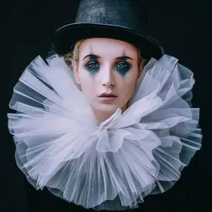 Stylish Pleated Mesh Detachable Collar Perfect For Halloween Stage Performances