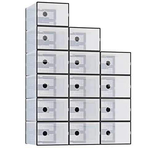 Sweetcrispy Clear Stackable Plastic Shoe Storage Boxes with Lids - Dorm Room Shoe Rack Organizer for Closet, Storage Organization Needs