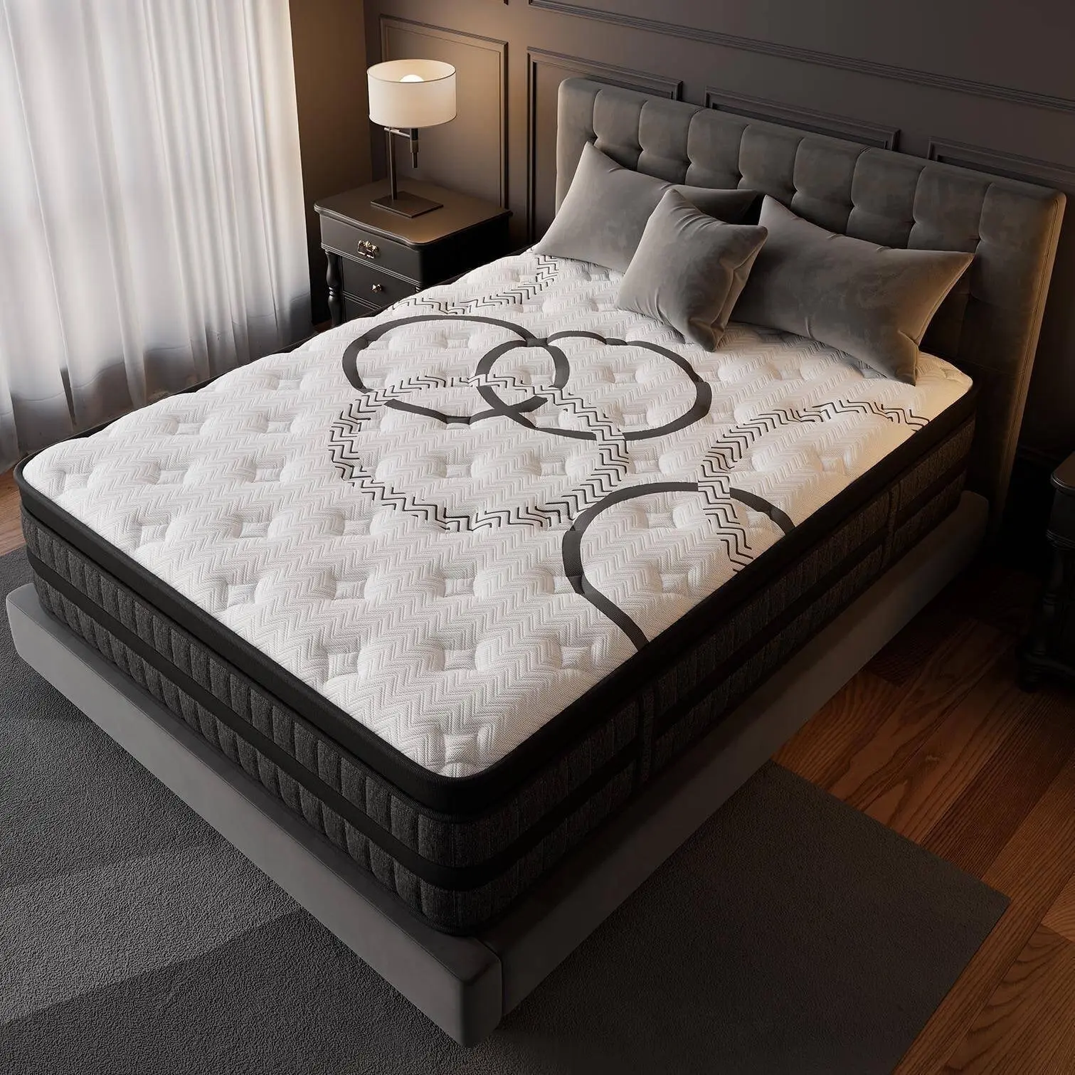 full Size  Hybrid Mattress in a Box Gel Memory Foam and Pocket Springs with Motion Isolation, Medium Firm, Pressure Relief