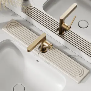 Long Stone Faucet Mat for Kitchen Sink-Diatomite Quick Dry Kitchen Sink Splash Guard,Super Absorbent,Drying Stone Sink Tray,Sink Stone Quick Dry Around Faucet