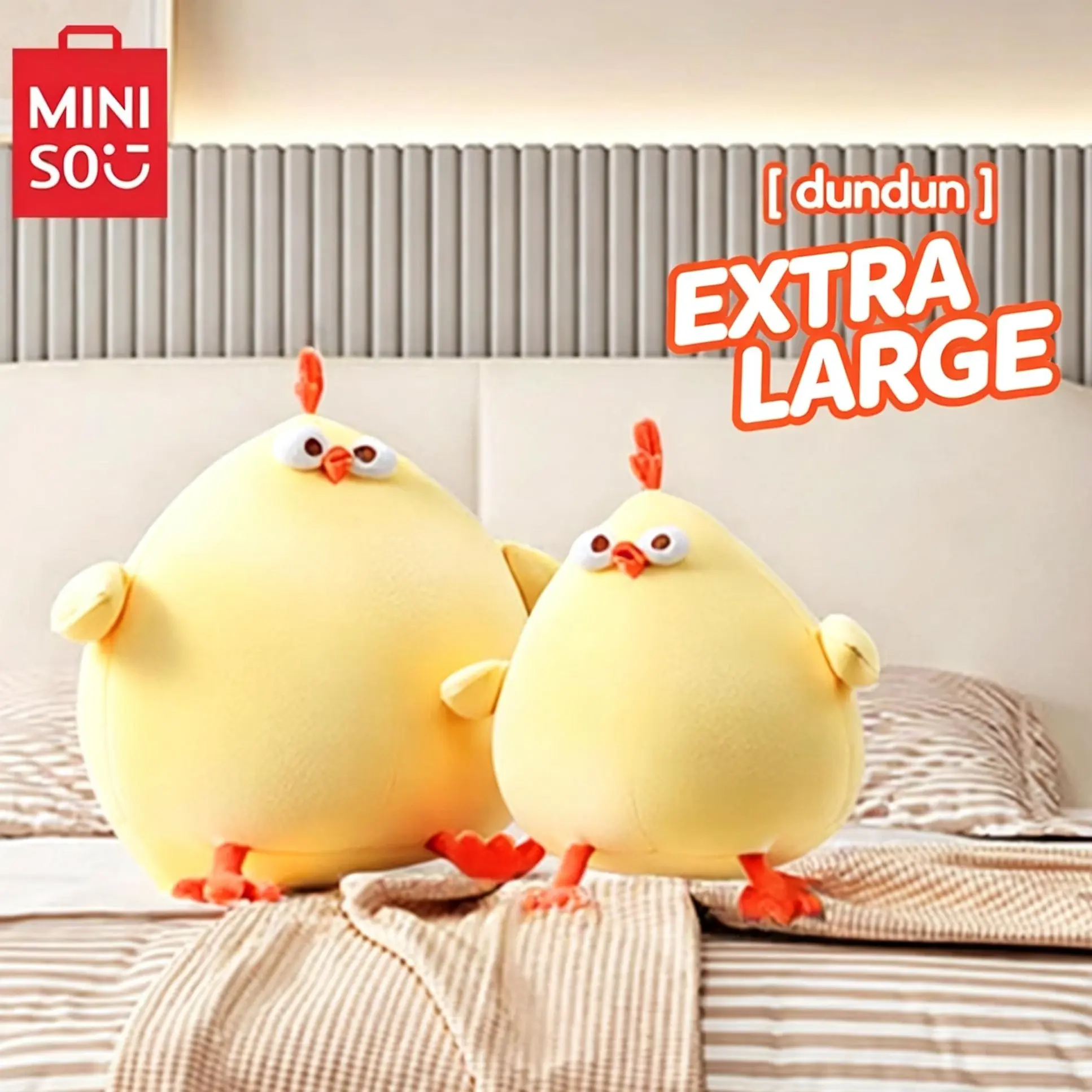 MINISO DunDun Chicken Plush Toy, Kawaii Chicken Stuffed Animal, Cute Character Doll, Soft Collectible Gift for Fans