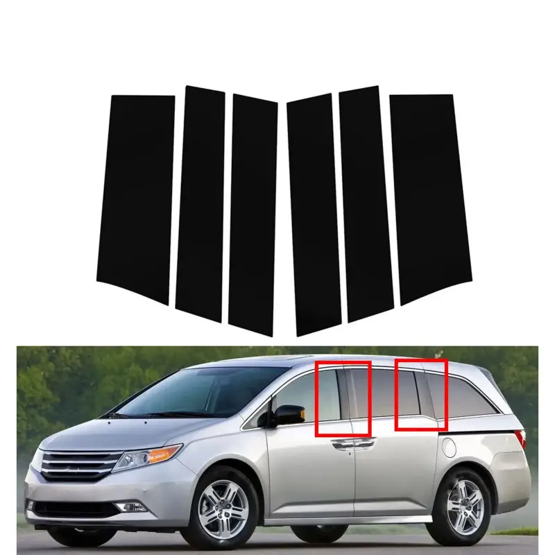 For Honda Odyssey 2011-2017, 6PCS Gloss Black Pillar Posts Window Door Side Trim Cover Decal Automotive Decals Automobile Decals Car Stickers
