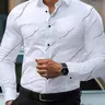 Men's Long Sleeve Classic Formal Collared Fitted Shirt, Button Front Shirt, Wrinkle-Free Stretch Fabric, Solid Color Button-Up, Office Wear, Business Dress Shirts, Casual Business Style, Comfortable Casual Men's Shirt Top Cs6872