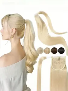 Natural Straight Human Hair Ponytail, Clip-In Wig Piece, Glossy Texture, Smooth Feel, Realistic Look, Suitable for All Occasions