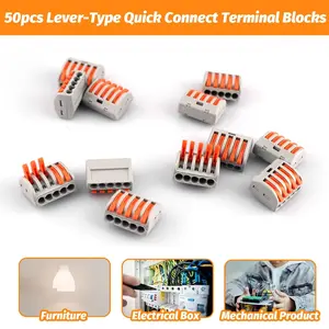 100 PCS, 222 REUSABLE TERMINAL BLOCK LEVER HOME WIRE CONNECTOR - 2/3/4/5 WAY