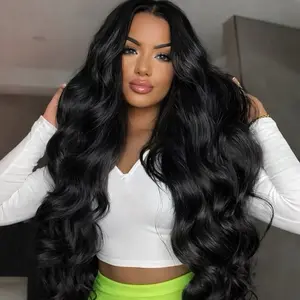 Body Wave Long Hair 30 Inches  Wig For Black Woman 13x4 HD Lace Frontal Suisse Lace Pre Plucked Ready To Wear 250% Density Glueless 100% Human hair Wig Black Color, 99j Color  SpringStatements #wigs