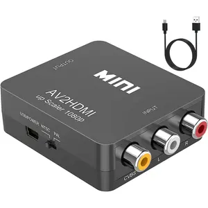 RCA to HDMI,AV to HDMI Converter, 1080P Mini RCA Composite CVBS Video Audio Converter Adapter Supporting PAL/NTSC for TV/PC/ PS3/ STB/Xbox VHS/VCR/Blue-Ray DVD Players, Grey