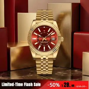 Luxury Classic Men's Watch, Stainless Steel Waterproof Date Display, Rose Gold & Gold Two-Tone Business Dress Wristwatch, Gift Box Included, Fashionable Workplace Choice for Husband/Boyfriend