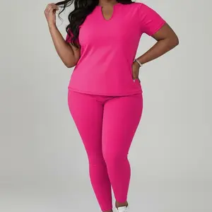 Plus Size Athletic Tracksuit Set - Women's Two Piece Outfit Casual Lounge Set Polyester Knit Fabric, V Neck, Solid Pattern,Light Stretch, Sports Style For Women Clothing Spring/Summer/Fall Womenswear