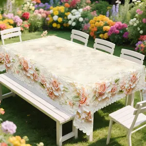 1pc Retro Floral Pattern Printed Tablecloth, Spring And Autumn Farmhouse Rose Pattern Tablecloth, Christmas Party Outdoor Decoration, Kitchen Accessories, Noble And Elegant Bohemian Style Decoration Home Gift table  linens floral pattern tablecloth