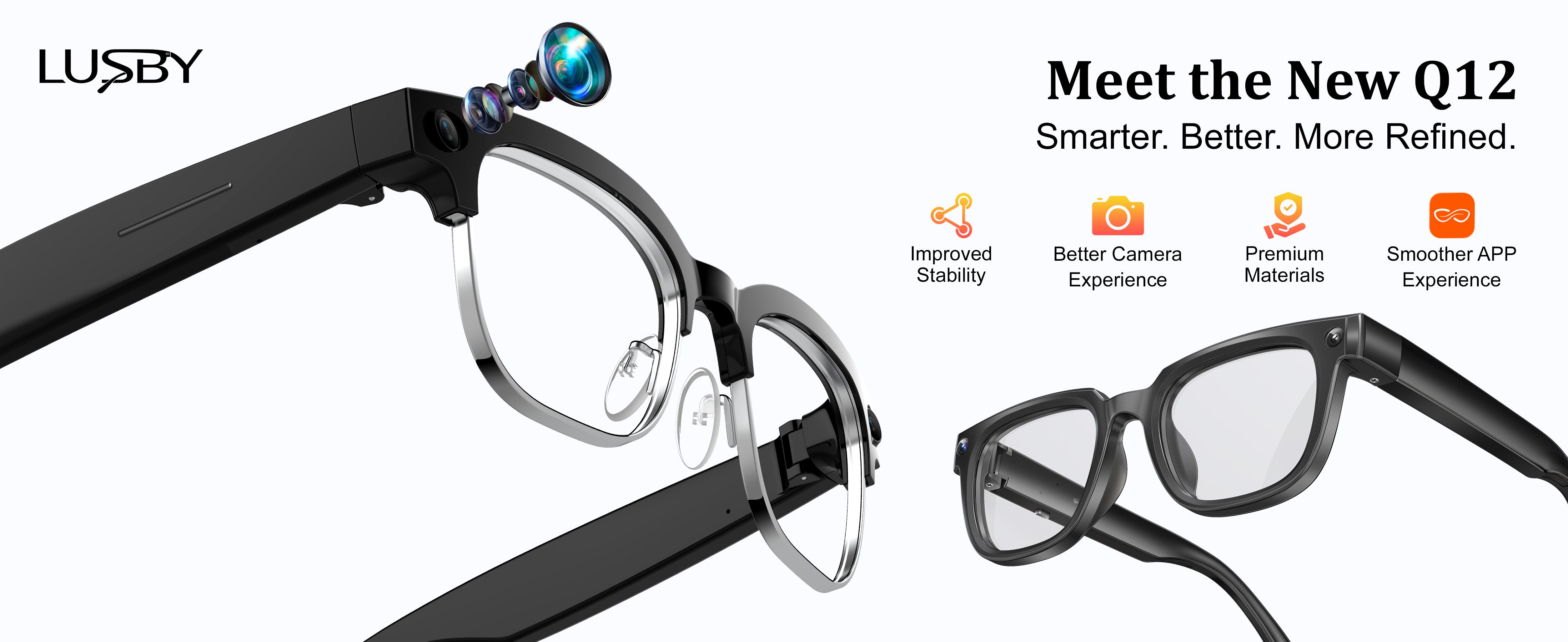 LUSBY Classic Smart Glasses - New Q12 Upgraded & Q11 AI Model, 8MP Photo/Video Recording, 160+ Languages Real-Time Translation, Photochromic UV400 Lenses, Bluetooth Wireless, Magnetic, Rechargeable Batteries, Hands-Free Business & Travel Wearable LUSBY Classic Smart Glasses - New Q12 Upgraded & Q11 AI Model, 8MP Photo/Video Recording, 160+ Languages Real-Time Translation, Photochromic UV400 Lenses, Bluetooth Wireless, Magnetic, Rechargeable Batteries, Hands-Free Business & Travel Wearable