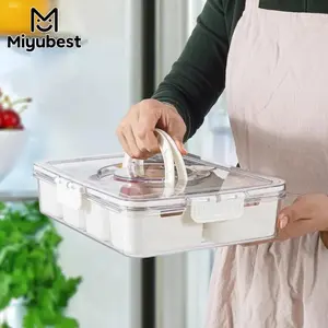 Divided Snack Tray with Lid and Handle, Portable Snack Platter for Candy, Fruit, Nuts and More, Clear Storage Container for Easy Access