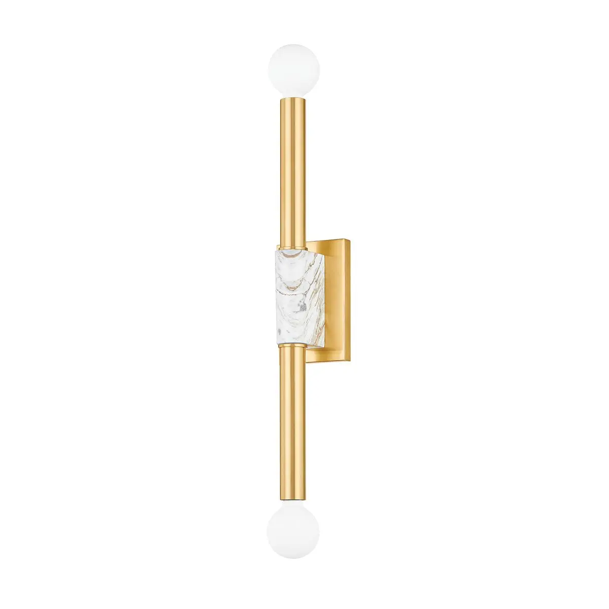 Goldie Modern Wall Sconce with Aged Brass Finish and Honed Calacatta Gold Marble Accent