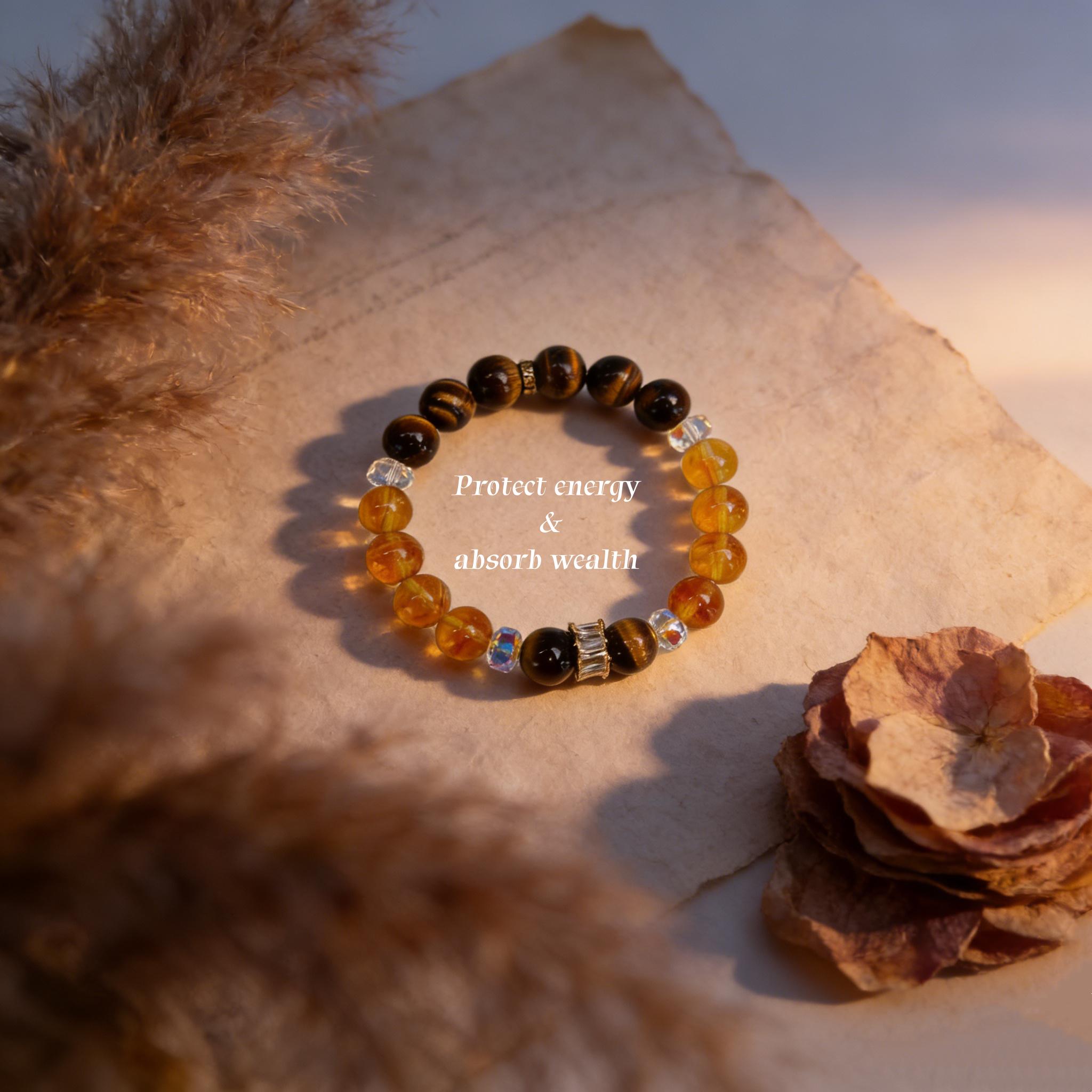 Handcrafted Tiger Eye & Citrine Energy Bracelet – Abundance Alignment Jewelry, Confidence & Protection Citrinel Piece, Intentional Living, Manifestation Accessory, Conscious Luxury Gift