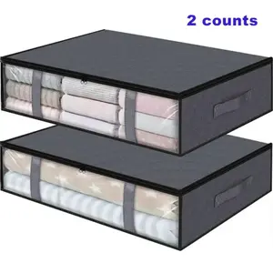 Large Capacity Storage Bags for Clothes & Bedding, Durable Handles, Under-Bed Toy Organizer, Set of Two, Ideal for Home Organization