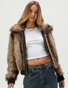 WEST OF MELROSE Womens Faux Fur Coat