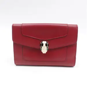 Pre-owned Bvlgari Calfskin small leather goods Serpenti Forever Burgundy Wallet T ZY0000340356
