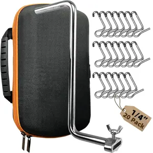 Fence Wire Tightener with Bag, 1/4" Fence Wire Twisting Tool,1Pcs Tighteners Handle,Barb Wire Tensioning Fixer, Fence Tensioner for Tighten Wire Fence (6mm20Pcs+Tightener Handle) Fastening