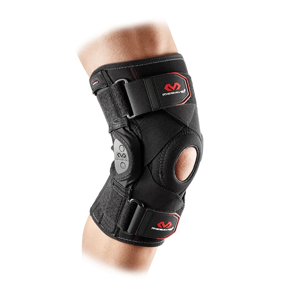 McDavid Knee Brace with Polycentric Hinges & Cross Straps Latex-Free Neoprene Adjustable Straps Ideal for Sports High-Level Support