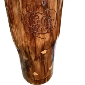 Epoxy 20oz Modern Curve Tumbler with Coffee Designs Heart Pattern and "Coffee Lover" Engraving Cup Drinkware