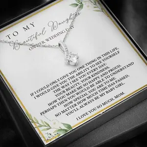 Customized Gift for Bride from mom, to My Daughter on her Wedding Day, Wedding Gift from Mother to Daughter, Bride Necklace for Wedding Day