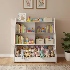 MIUvanity Kids Bookshelf and Toy Storage, 4 Layer Fabric Toddler Bookshelf, Toy Storage Organizer, Sling Kids Bookcase, for Playroom, Bedroom, Nursery, Classroom