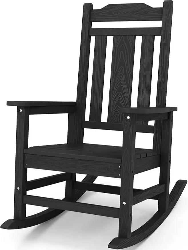 SERWALL Outdoor Rocking Chair, All Weather Patio Rocking Chair, HDPE Poly Rocking Chair for Adults, Heavy Duty Front Porch Rocker