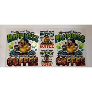 Funny Coffee Chick UV DTF Wrap | Money Can’t Buy Happiness Tumbler Decal | Coffee Lover Cup Wrap | 20oz Skinny