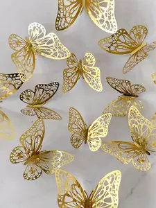 12pcs/Set 3D Butterfly Decal Set, Realistic Butterfly Design, Home Decor Stickers for Living Room, Wall, Refrigerator, Cabinet