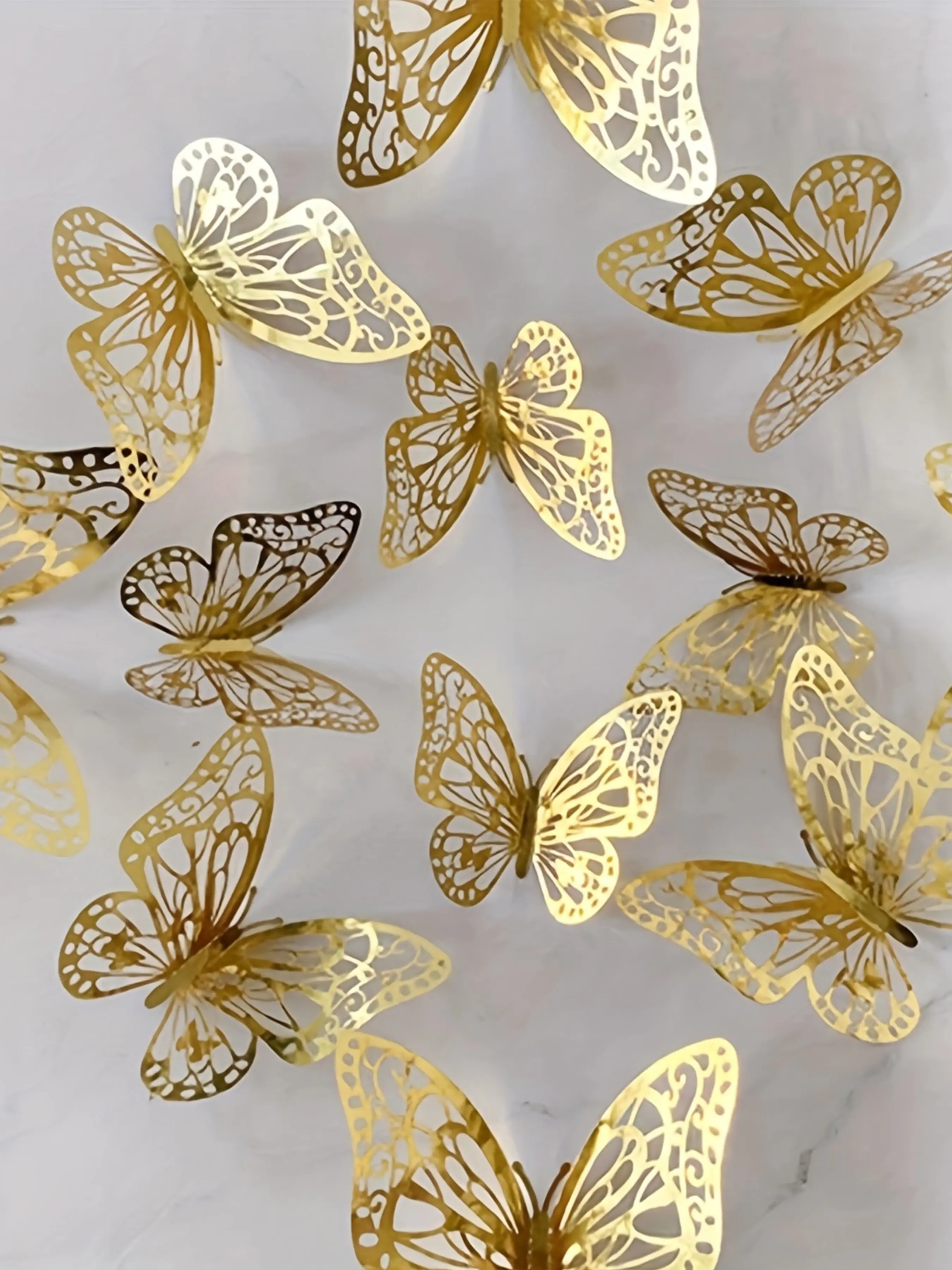 12pcs/set 3D Butterfly Decal Set, Realistic Butterfly Design, Home Decorative Stickers for Living Room, Wall, Fridge, Cabinet Decoration