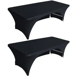 2 Pack Spandex Tablecloths, 6 Feet, Fitted, Polyester Tablecloths, Stretch Spandex Tablecloths—Tablecloth Covers, Open-Back Tablecloths, Ideal for Outdoor Barbecues, Camping, Birthday Party, and Gatherings