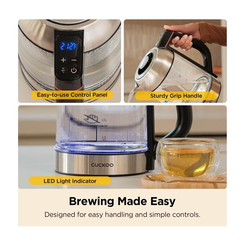 CUCKOO 1.7-Liter Electric Glass Tea Kettle withInfuser