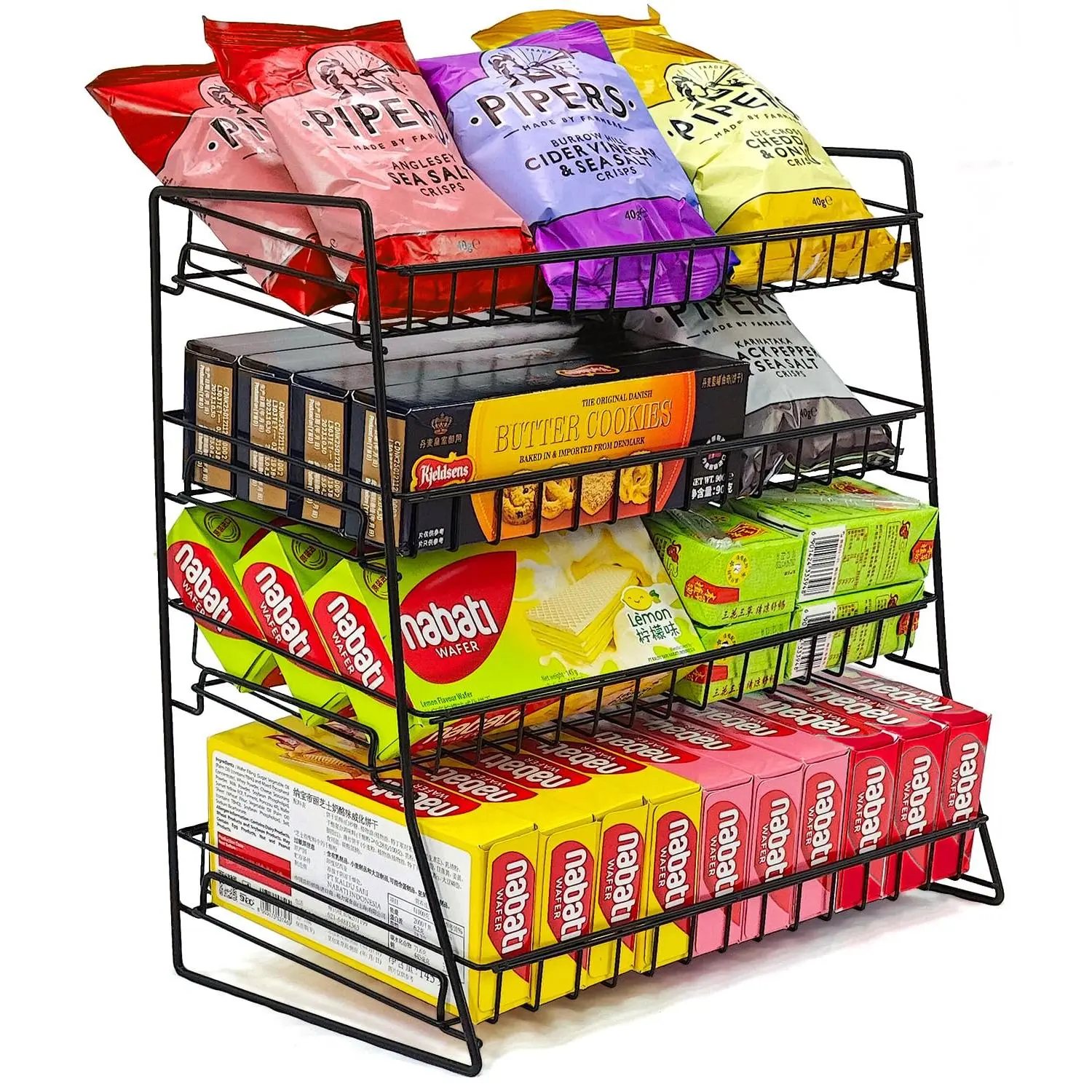 Candy Display Rack  Snack Organizer For Countertop - 2025 Upgraded Metal Stand Shelf And Chip Retail Store Kitchen Office