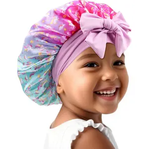Bonnet for Girls - Silk Satin Bonnet Sleep Cap for  Curly  Hair 3-12Y