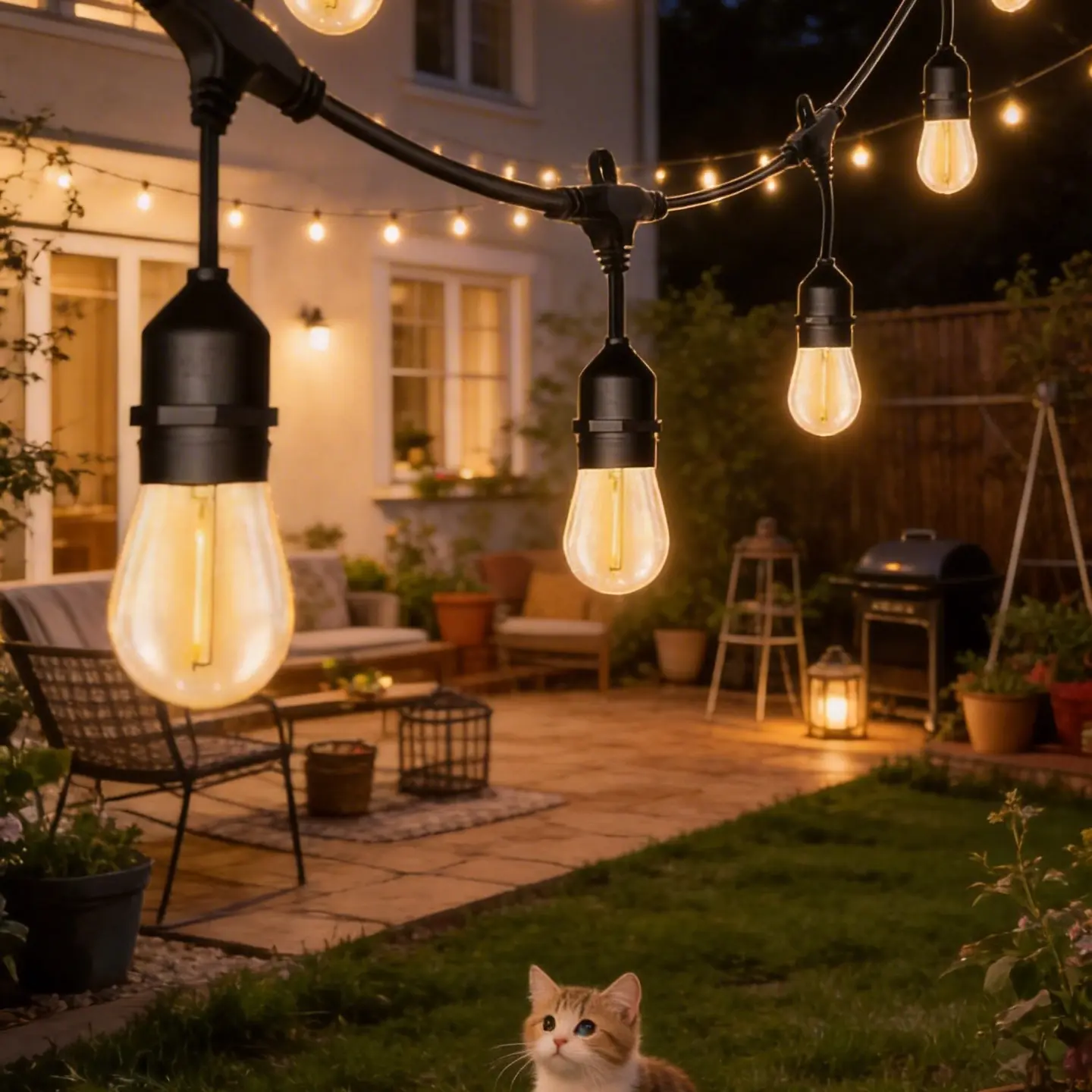 33FT courtyard homestay pendant lamp outdoor weddingdecoration light Powered Lights Outdoor WaterproofString Lights Outside Patio Yard Garden Fence BackyardDeck Porch Balcony Patios Camping Operated LED FairyStrip Lighting Hanging Edison Bulbs S14 