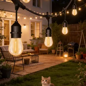 33FT courtyard homestay pendant lamp outdoor weddingdecoration light Powered Lights Outdoor WaterproofString Lights Outside Patio Yard Garden Fence BackyardDeck Porch Balcony Patios Camping Operated LED FairyStrip Lighting Hanging Edison Bulbs S14 warm