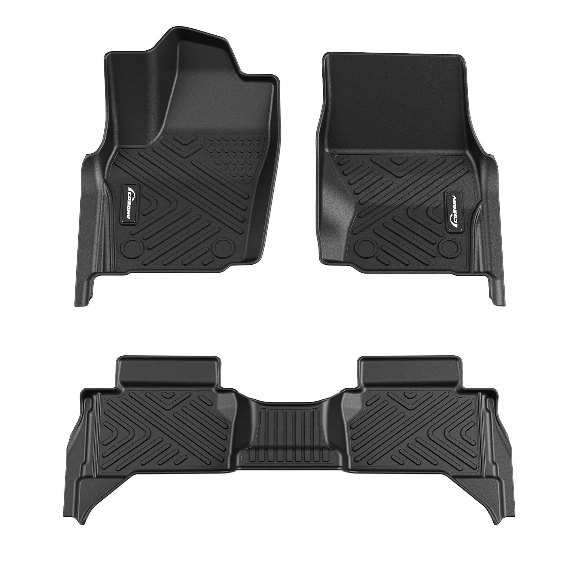 GARVEE Truck Floor Mats for Toyota Tacoma 2024-2025 Double Cab (Not for Hybrid), Synthetic TPE All-Weather Vehicle-Fit Front 1st & 2nd Row Car Mat with Deep Ribbed Debris Trapping, Car Interior Accessory