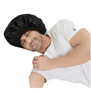Silk Bonnet for Men & Women, Adjustable Satin Sleep Cap with Elastic Band, Soft Hair Wrap for Sleeping