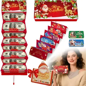 4PCS Christmas Cash Gift Envelopes,with 10 Slots for Cash, Surprise Card for Holiday Gifting,Christmas Surprise Gift