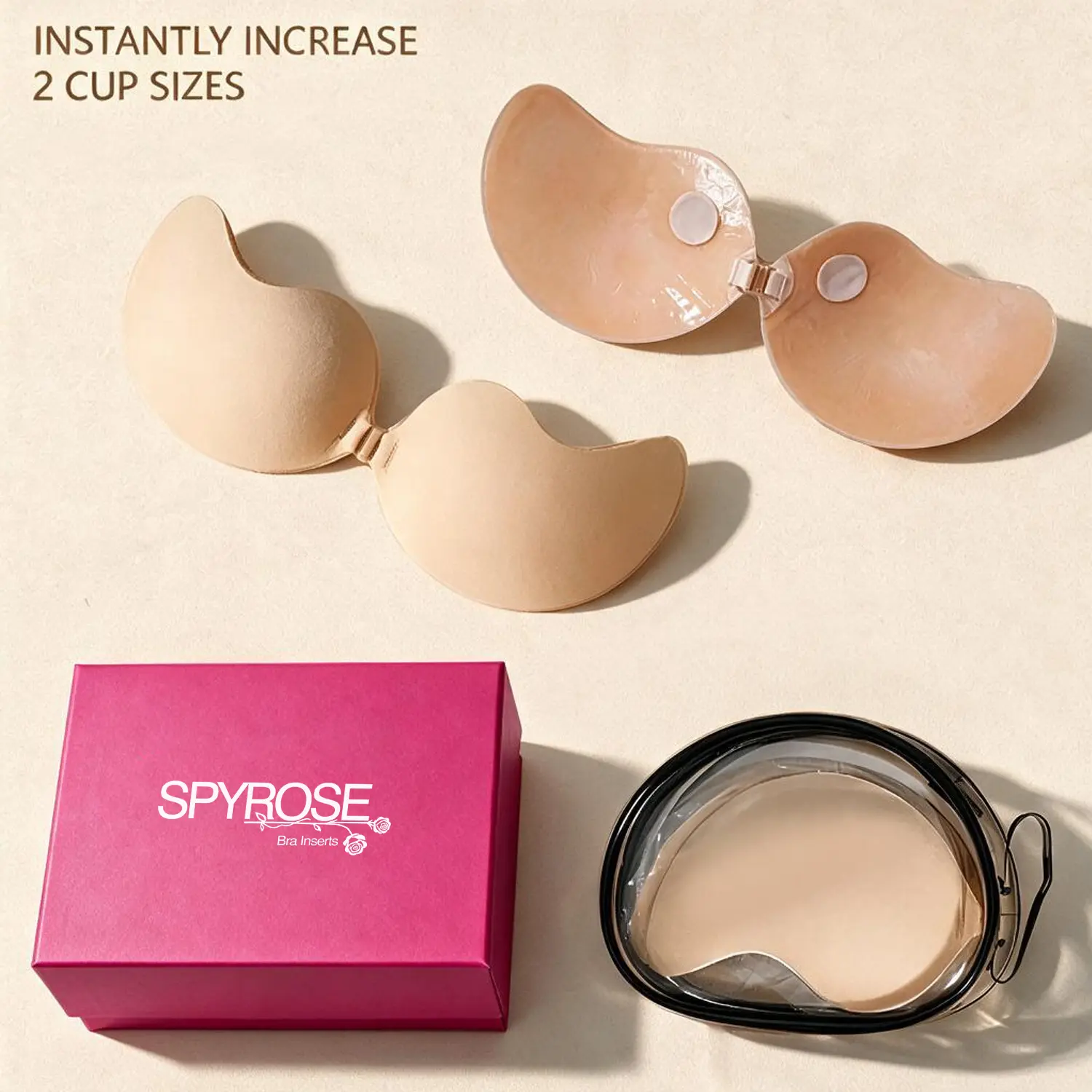 Invisible Deep V Strapless Adhesive Bra, Backless Push-Up Bra With Gathering Design, Comes With Glue-Free Nipple Covers, Reusable Adhesive Cups Seamless Design, Ideal For Matching Strapless And Backless Women's Outfits
