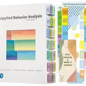 Book Tabs for Applied Behavior Analysis Cooper 3rd Edition, Full Set Index Tabs (Not with Book), 60 Color-Coded, Laminated & Repositionable Tabs with Guidelines and Bookmark, Easy to Install