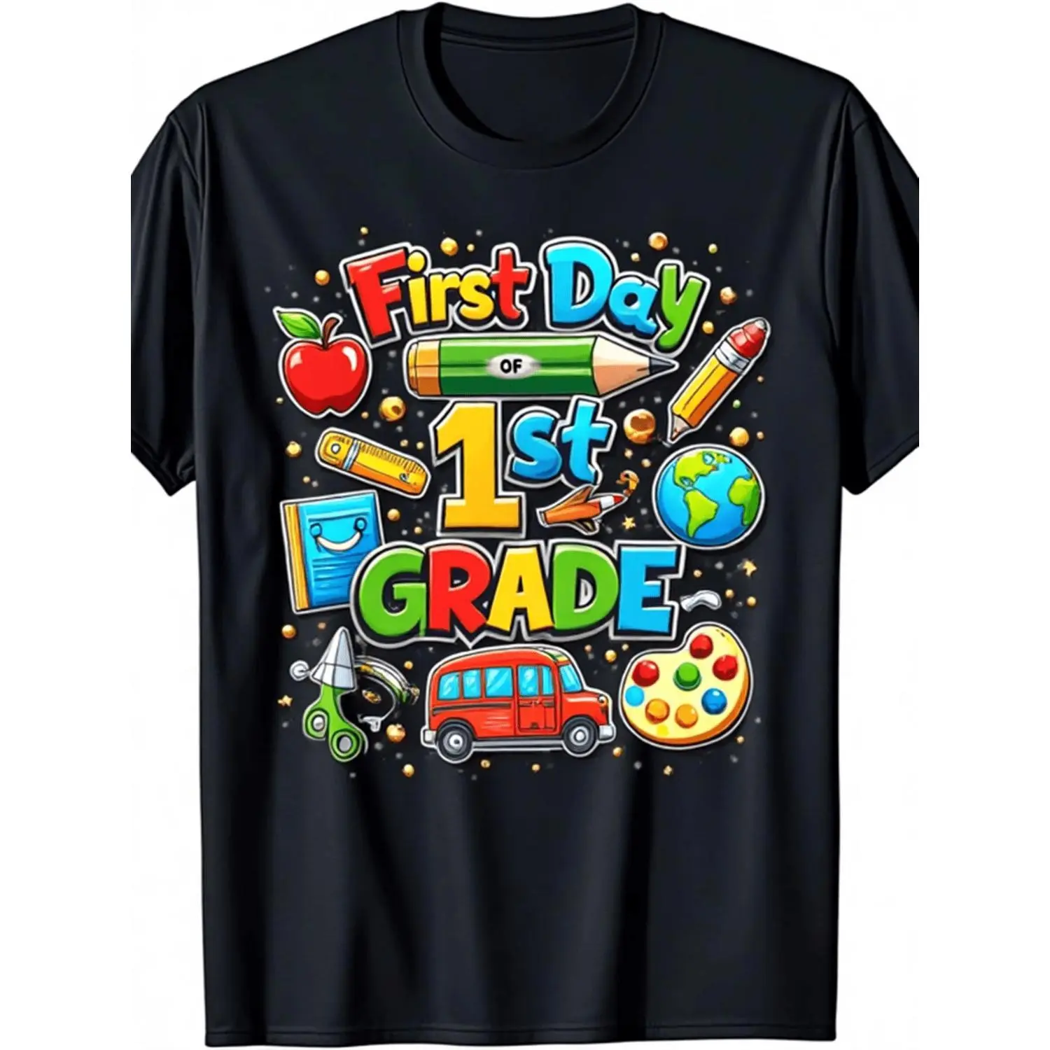 1St Grade First Day of School T-Shirt for Boys And Girls - School-Themed Short Sleeve Crew Neck Tee with Back-To-Class Print, Breathable Casual Top Suitable for Year-Round Wear, Gift for New 1St Grader