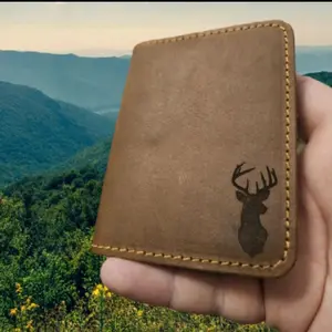 Deer Hunter Mens Minimalist Leather Wallet RFID Blocking